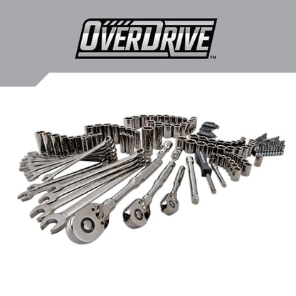 CRAFTSMAN OVERDRIVE 154-Piece Gunmetal Chrome Mechanics Tool Set, Standard SAE/Metric Socket Set, with Hard Case (CMMT99154L)
