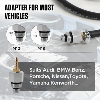 Exhaust Back Pressure Tester Kit M12 M18 6ft Hose Clamps Case | Exhaust back pressure gauge kit, M12 M18 adapters, 6ft hose clamps storage case for car truck motorcycle diagnosis