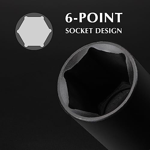EMENTOL 8PCS 1/2-Inch Drive Spindle Axle Nut Impact Socket Set, CR-MO, 6 Point, SAE, 1/2" Dr. Deep Impact Socket Set, 1-9/16 Inch - 2 Inch - style: 8PCS (1-9/16Inch - 2Inch)