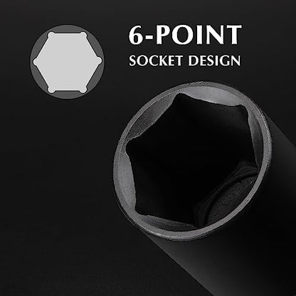EMENTOL 8PCS 1/2-Inch Drive Spindle Axle Nut Impact Socket Set, CR-MO, 6 Point, SAE, 1/2" Dr. Deep Impact Socket Set, 1-9/16 Inch - 2 Inch - style: 8PCS (1-9/16Inch - 2Inch)