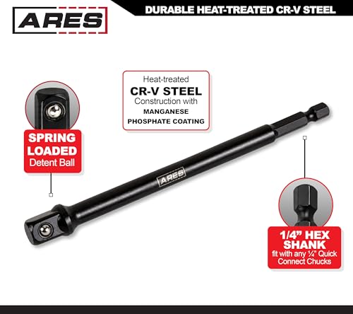 ARES 70387-10-Piece 3/8-Inch Drive 3-Inch Impact Grade Socket Adapter Set - Turns Impact Drill Drivers into High Speed Socket Drivers - size: 3/8-Inch Drive 3-Inch