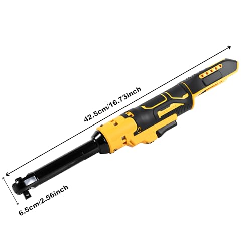 3/8" Electric Cordless Ratchet Wrench Compatible with Dewalt 20V Series Batteries, 80 N.m Battery Powered Slim Power Ratchet Driver with Extended 6” Neck LED Light Variable Speed Trigger (Tool Only)