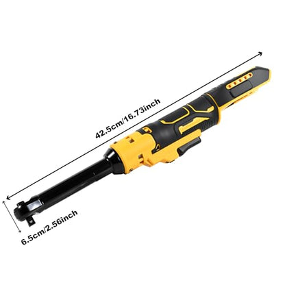 3/8" Electric Cordless Ratchet Wrench Compatible with Dewalt 20V Series Batteries, 80 N.m Battery Powered Slim Power Ratchet Driver with Extended 6” Neck LED Light Variable Speed Trigger (Tool Only)