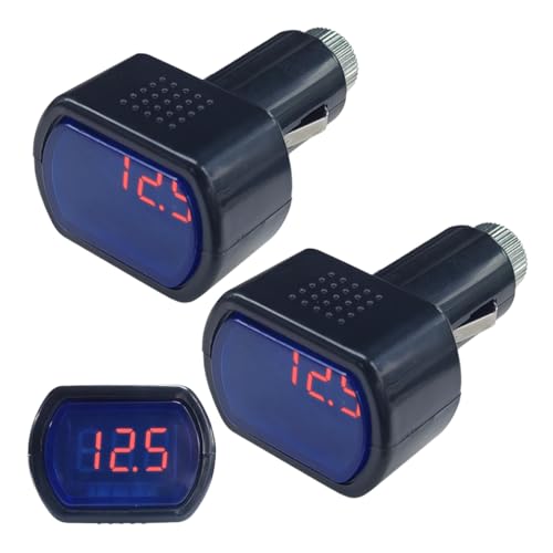 Car LED Digital Voltmeter, DC 12V/24V Cigarette Lighter Voltage Meter, Volt Gauge Battery Monitor, Digital Voltage Display for Auto Car Truck - size: 2Pack