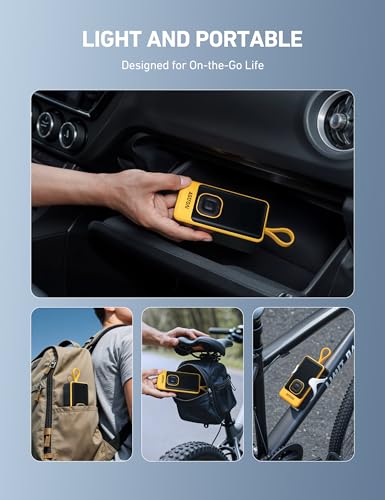 AstroAI L7 Air Tire Inflator Portable Air Compressor, 150PSI Electric Cordless Car Pump with Digital Gauge, Fast 1-Min Inflation, Auto Shutoff, LED Light for Car, SUV, Motorcycle & Bike Tires, Yellow