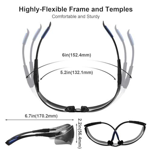 xaegistac Shooting Glasses Anti Fog -Shooting Range Eye Protection | Adjustable Safety Glasses with Z87.1 Certificated Impact Reistance - color: Black Blue Frame Gray Lens