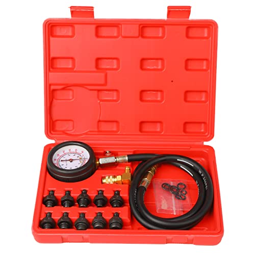 Oil Pressure Tester Tool, Oil Pressure Gauge kit, 0-140 PSI PressureTestDiagnostic Tools, Engine Oil Pressure Tester Tool kit, for car Truck - color: red-1