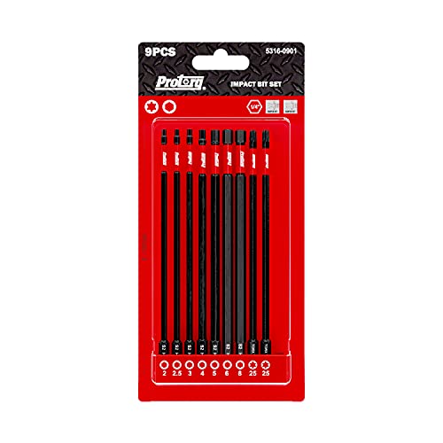 Protorq Long Impact Bit Set, Hex H2-H8,TORX T25, 6-Inch Length, 9-Piece,Industrial Strength, 1/4" Hex Shank, widely used in motorcycle, bike maintance. - size: 9pc 6 in. H2-H8 T25