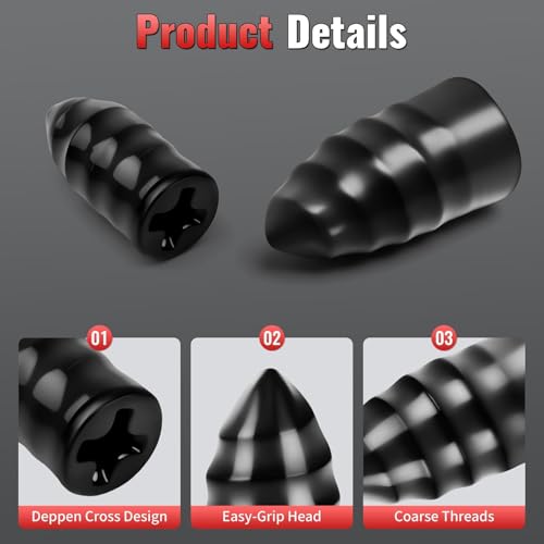 60 Pcs Tire Repair Rubber Nails Kit with 2 Sizes, Screw in Tire Plugs Tire Repair Kit with Screw, Vacuum Tire Repair Nails Screws Plug with Storagebox, for Car Truck Motorcycle