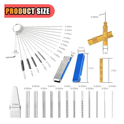JOYCOURT Carburetor Torch Tips Jet Remove Cleaner, Airbrush Cleaning Kit, 13 Cleaning Set+1 Sharp Pick+5 Nylon Brushes+10 Cleaning Rods +1 Throttle Wrench for Motorcycle Moped Welder Carb Cleaner - size: 1 Set with Sharp Pick