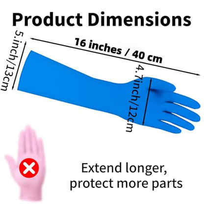 16 inch Nitrile Disposable Gloves Long Sleeved Blue 6Mil Durable Waterproof Latex Free Cleaning Dishwashing 50PCS - color: Blue, size: Small