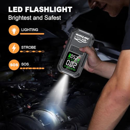 10-in-1 Car Battery Jump Starter with Air Compressor 10000A 160PSI Portable Car Jumper Starter (All Gas 12L Diesel), 12V Jump Box Car Battery Jump Starter Portable Jumper Cables, Lights (10000A) - size: 10000A