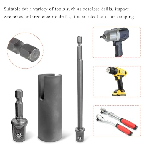 KVAEY Scissor Jack Slotted Drill Adapter, Stainless Steel Leveling Scissor Jacks T-Slot Drill Attachment, Slotted Drills Kit with 2 Adapter Bits for Pop-up Camper C-Jack Stabilizing Jack