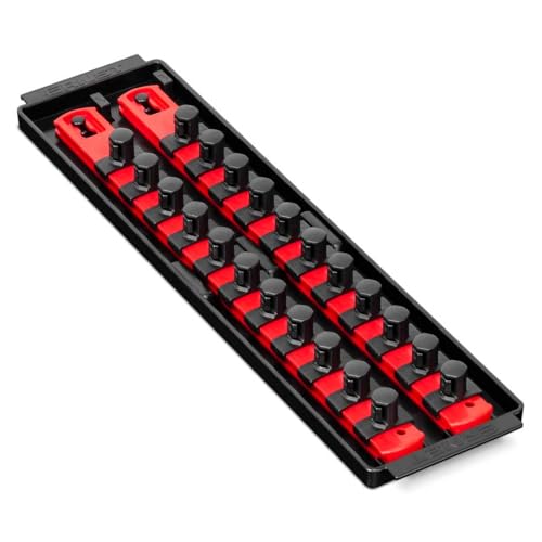Ernst Manufacturing Socket Organizer Rails - Socket Boss 2-Rail 1/2-Inch-Drive Twist-Lock Socket Holder, 13-Inch, Red (8494) - Made in the USA - color: Red, size: 1/2", style: 13-INCH