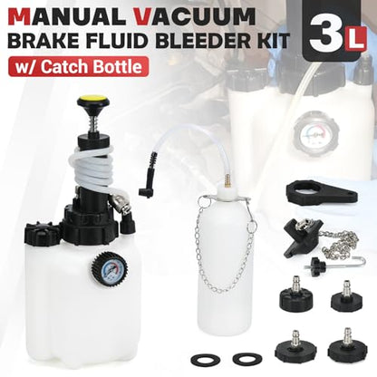 Upgrade 3L Manual Brake Bleeder Kit with 1L Brake Bleed Bottle and 1 Universal Master Cylinder Adapters,Professional Brake Bleeder Fluid Pump Kit Suitable for Most Brake Mast Cylinder Reservoirs - size: 3L+universal adapters
