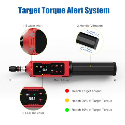 ANPUDS Digital Torque Screwdriver, 0.8-53.1 In-lb (0.09-6 Nm), ±1% Accuracy 1/4" Drive Inch-Pound Torque Screwdriver Set with Buzzer, Vibration & LED Alerts for Bike, Electronics & Precision Repair - size: 0.8-53.1 in-lbs/0.09-6 Nm