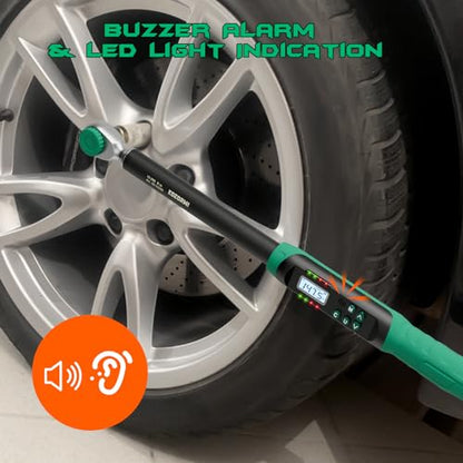 1/2 Inch Drive Digital Torque Wrench, 7.38-147.5Ft.lb/10-200N.m, Long Electronic Torque Wrench with Preset Value, Buzzer & LED Indicator, 2% Accuracy for Bike, Motorcycles, Car - size: 7.38-147.5 Ft-lb/10-200 Nm, style: 1/2-Inch