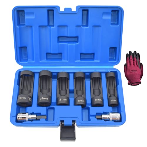 Suspension Strut Socket Tool, Strut Nut Socket 16mm 18mm 19mm 21mm 22mm 24mm with 12 Point 1/2" Drive, Suspension Spreader Set 8pc Shock Absorber Tool - size: 8pcs
