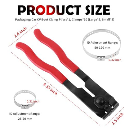 Car CV Boot Clamp Pliers Kit,Car CV Boot Clamp Tool Kit Includes Large & Small CVS Boots Clamps,Sturdy Cars CVS Axle Boots Clamps Tool Automotive Tools with Non-Slip Handle