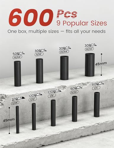 RED WOLF 2:1 Heat Shrink Tubing kit 600Pcs, VW-1 Flame Retardant Heat-Shrink Tube 9 Sizes, Electrical Insulation Wire Wrap UL Certified for Automotive Industrial Home Wiring, Black - color: 2:1 600PCS-Black