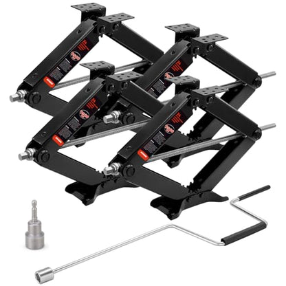 Kohree 9500 lbs RV Stabilizer Jacks 24", Leveling Scissor Jacks for Travel Trailer, Set of 4, Heavy Duty Camper Stabilizer Jacks Kit with Anti-Slip Handle and Drill Socket, Easy to Install - size: 4P-9500-24inch