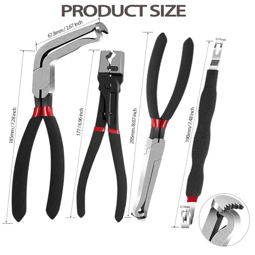 4 Pieces Electrical Disconnect Pliers for Cars, Automotive Electrical Plug Connector Disconnect Tool and Connector Separator and Hose Clamp Pliers - size: Electrical Disconnect Pliers Set 4