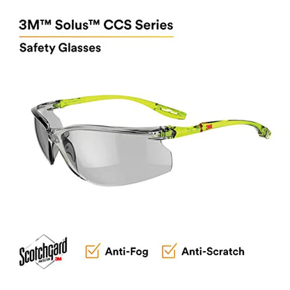 3M Safety Glasses Scotchgard Anti-Fog Coating - color: Gray I/O Lens, Green/Black Frame, size: One size fits most