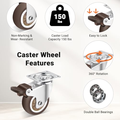 Nefish 2 Inch Casters Wheels 12 Pack, TPR Rubber Casters Wheels for Furniture, 360 Degree Swivel Plate Castors, Durable Light Duty Castor Wheels for Cabinet, Boxes, DIY, Desk, Table - style: 2 IN (12 Pack)