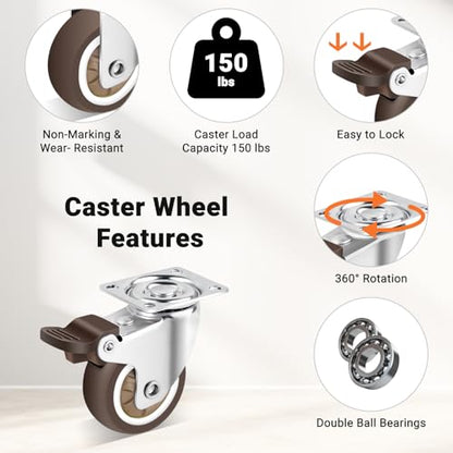 Nefish 2 Inch Casters Wheels 12 Pack, TPR Rubber Casters Wheels for Furniture, 360 Degree Swivel Plate Castors, Durable Light Duty Castor Wheels for Cabinet, Boxes, DIY, Desk, Table - style: 2 IN (12 Pack)