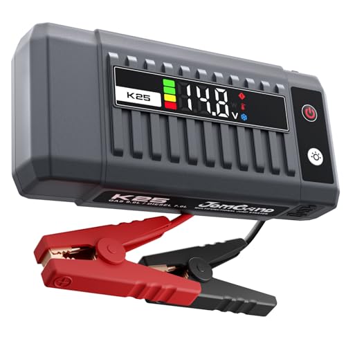 K25 Jump Starter 3750A Car Battery Booster Pack for Up to 9.0L Gas or 7.0L Diesel Engines, 12V Portable Jump Box with Extremely Safe Jumper Cable, USB/DC Charge and 3 Mode Flashlight