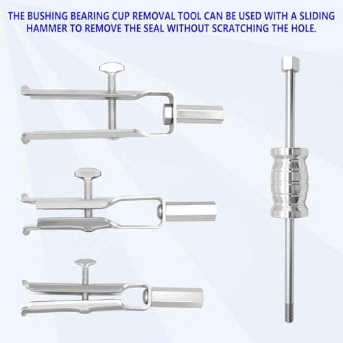 ZKTOOL 4PCS J-26941、J-29369-1、J-29369-2 Bushing & Bearing Remover Stroke Range 15-40mm, Universal Bushing & Needle Bearing Removers Kit, Multi-Functional Oil Seal Puller, with a Slide Hammer