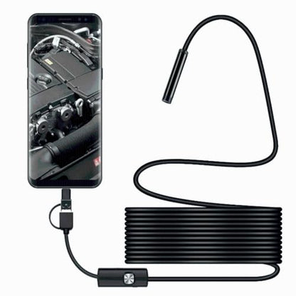 Endoscope Camera with Light, Borescope Tools with 6 Adjustable Led Lights, Endoscope with Semi-Rigid Snake Camera, Ip67-waterproof Inspection Borescope for Phone -16.4ft Dual-Lens (Soft Cord, 1m)