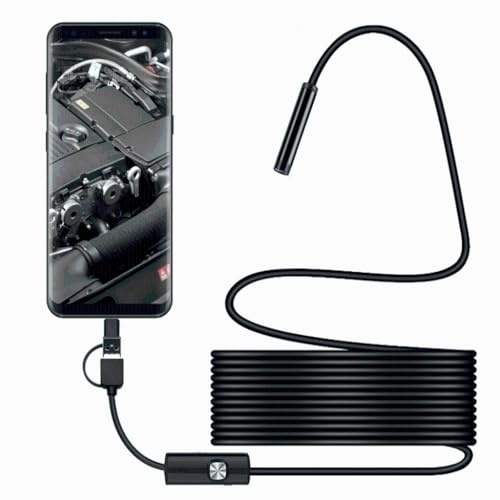 Endoscope Camera with Light, Borescope Tools with 6 Adjustable Led Lights, Endoscope with Semi-Rigid Snake Camera, Ip67-waterproof Inspection Borescope for Phone -16.4ft Dual-Lens (Soft Cord, 1m)