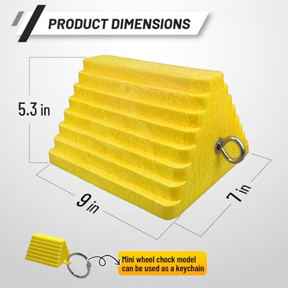 HOXWELL Premium 4 pcs Heavy Duty Wheel Tire Chocks, Vehicle Chocks with Eyebolt for Travel Trailers, Camper, Truck, Car and ATV 4 Pack, Yellow - color: Yellow-4 pcs