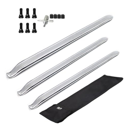 Dr.Roc 1 x 19.5 inch 2 x 15.5 inch Straight Mount and Demount Tire Irons with 6 x TR413 Valve Stems Set Motorcycle Dirt Bike Lawn Mower ATV UTV Tire Changing Tools Tire Spoons Tire Levers