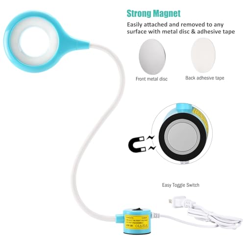 LED Magnetic Work Light with Ring-Shape for Sewing Machine | Flexible Gooseneck, For Lathe Drill Press Workshop - style: Magnetic Light-Ring
