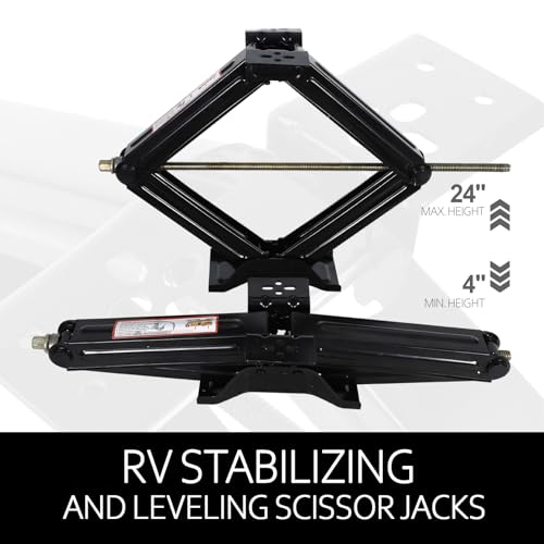 5000 lb Lift 24" RV Stabilizing Scissor Jack, Scissor Lifting Jacks w/Handle for Pop-Up Camper and Travel Trailer -Pack of 2 | for Pop-Up Camper and Travel Trailer -Pack of 2