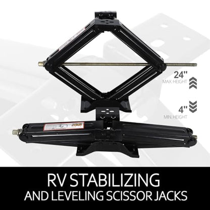 5000 lb Lift 24" RV Stabilizing Scissor Jack, Scissor Lifting Jacks w/Handle for Pop-Up Camper and Travel Trailer -Pack of 2 | for Pop-Up Camper and Travel Trailer -Pack of 2