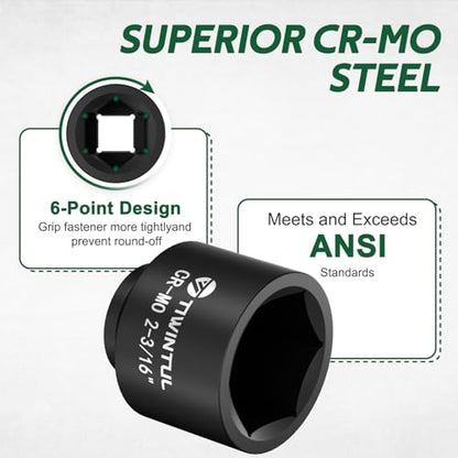 2-3/16'' Impact Socket 1" Drive, Deep 6 Point for Semi Truck | Large Impact Socket, CR-MO Weighted Big Socket, Heavy Duty 1 Inch Socket for Hydraulic Cylinder, Oil Rig & Rail Equipment - size: 2-3/16"(1 PCS)