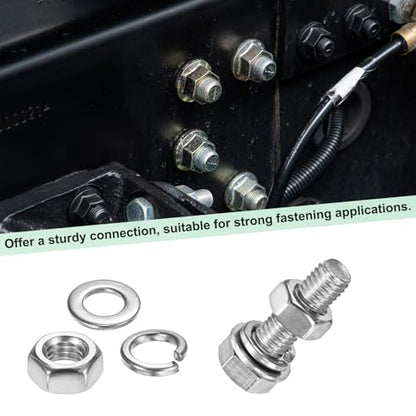 M METERXITY 4-Pack Hex Head Screw Bolt with Nuts Flat & Lock Washers M5x16mm Stainless Steel Bolts and Nuts Kit Fully Threaded Metric Bolt Assortment for Equipment/Machinery - size: M5 x 16mm