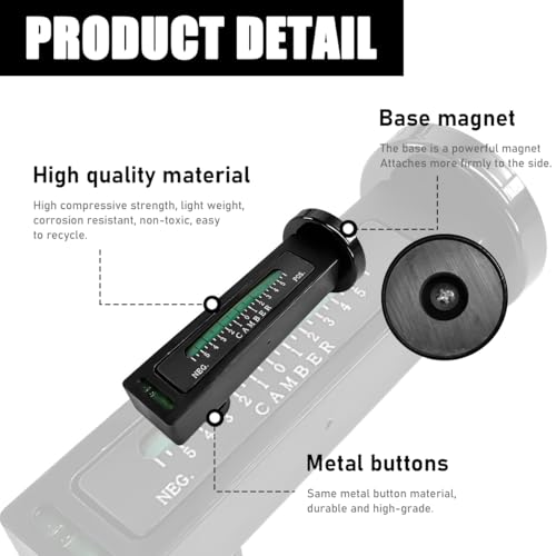 Ohleats Adjustable Magnetic Gauge Tool, Black | Camber Castor Strut Wheel Alignment Instrument, Automotive Magnetic Castor Tire Gauge, For Most Cars Trucks RVs - color: Black