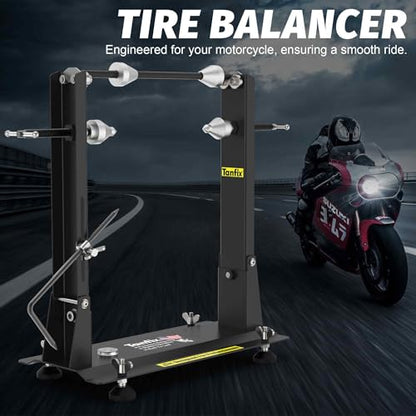 Motorcycle Wheel Balance Stand, Heavy-Duty Single-Axle Wheel Balancing Tool for Static & Dynamic Tire Alignment, Balancer for Sport and Dirt Bike Wheels (Heavy-Duty Version) - style: Heavy-Duty Version