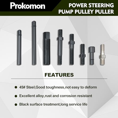 Power Steering Pulley Puller Installer Kit for Most Engines | Removes and installs Power Steering, Water Pump and Vacuum Pump Pulleys. Fits Most Engines for Fast Repairs.
