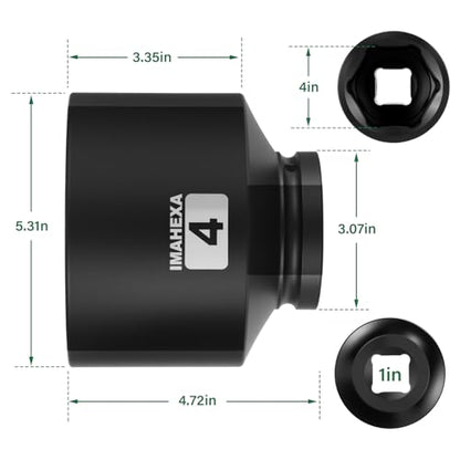 1" Drive Shallow Impact Socket,4 Inch SAE Jumbo Socket,CR-MO 6 Point for Easy Removal of Large Axle Nut（SAE) - size: 1 Inch Shallow 4", style: 1"Drive Shallow Impact Socket