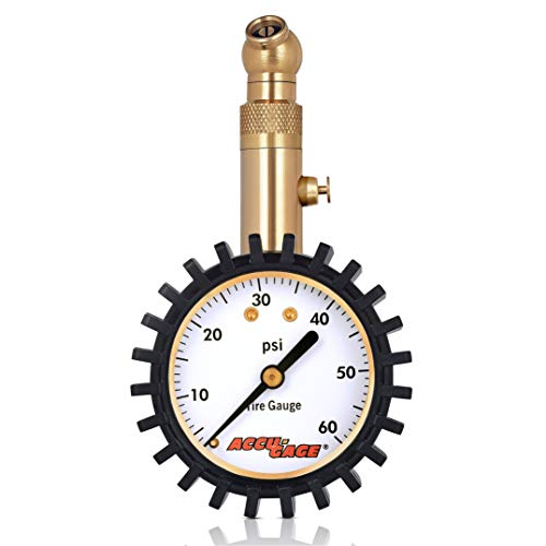 Accu-Gage RS60XA Professional Tire Pressure Gauge with Protective Rubber Guard (60 PSI) - size: 60 PSI