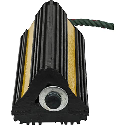 Buyers Products WC24483 Heavy Duty Wheel Chock Set, 4x4x8 Rubber Wheel Chocks with 36 Inch Nylon Rope, Rust & Chemical Proof, Reflective Tape, for Trucks, Utility Vehicles, Ground Support Equipment
