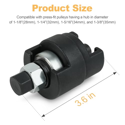 Power Steering Pump Pulley Puller Remover Installer Tool for Ford Chevy | Fits 1-1/8", 1-1/4", 1-5/16", 1-3/8" Press-Fit Hubs 4681