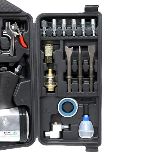 DYNAMIC POWER 50 Pieces Air Tool Kit. 1-1/2'' Impact Wrench, 1-3/8'' Ratchet Wrench, 5-Air Hammer w/Chisels, and other great tool accessories. D-W3-50K