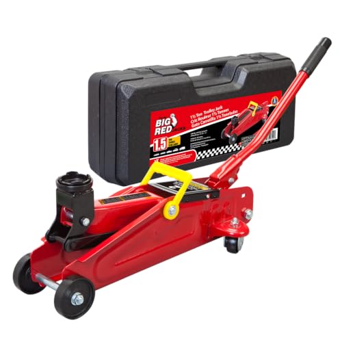 BIG RED 1.5 Ton Hydraulic Floor Jack, Trolley Service/Floor Jack with Case | Lifting Range 5.6"-13", Fit Sedans Automotive for Maintenance and Service - size: 1.5 ton with case
