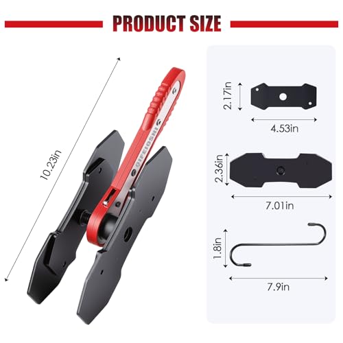 Brake Caliper Compression Tool – 360° Ratchet Piston Press, One-Handed Caliper Spreader with 2 Magnetic Plates, Adjustable Disc Brake Pad Retractor for Single/Dual/Quad/Six-Piston Calipers (Red) | One-handed 360° ratchet single to six-piston oversized mag
